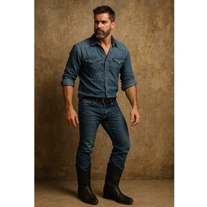 Laredo 5672 Men's Black Leather Cowboy‎ Boots Size 10.5 Western Classic Style